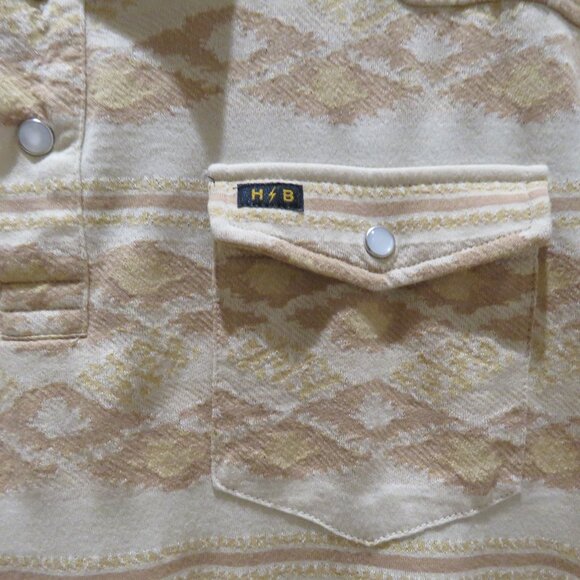 HOWLER BROS. Ranchero Polo Shirt Taki Jacquard Brown Rice Western Pearl Snap - Picture 6 of 16